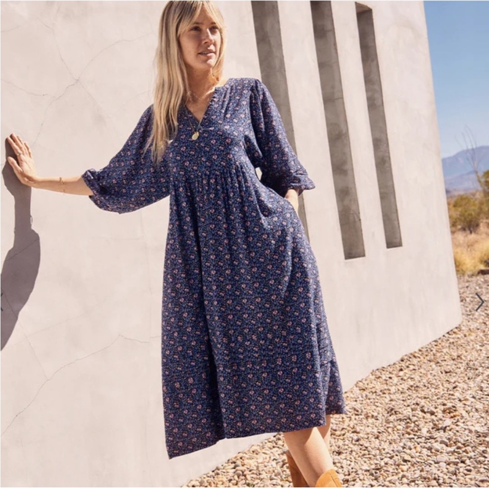 NWT Marine Layer Lola Midi Dress Blue Floral